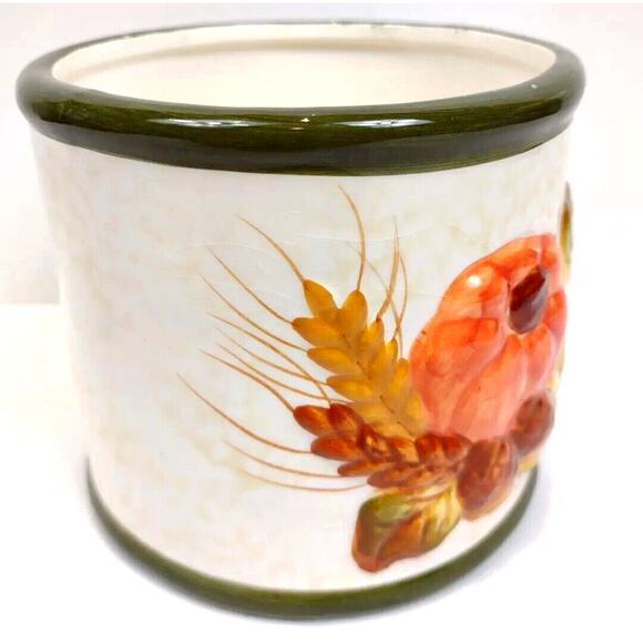 Candle Holder Fall Harvest Pumpkins Acorns Leaves Autumn Jar Candle Holder - Picture 2 of 7